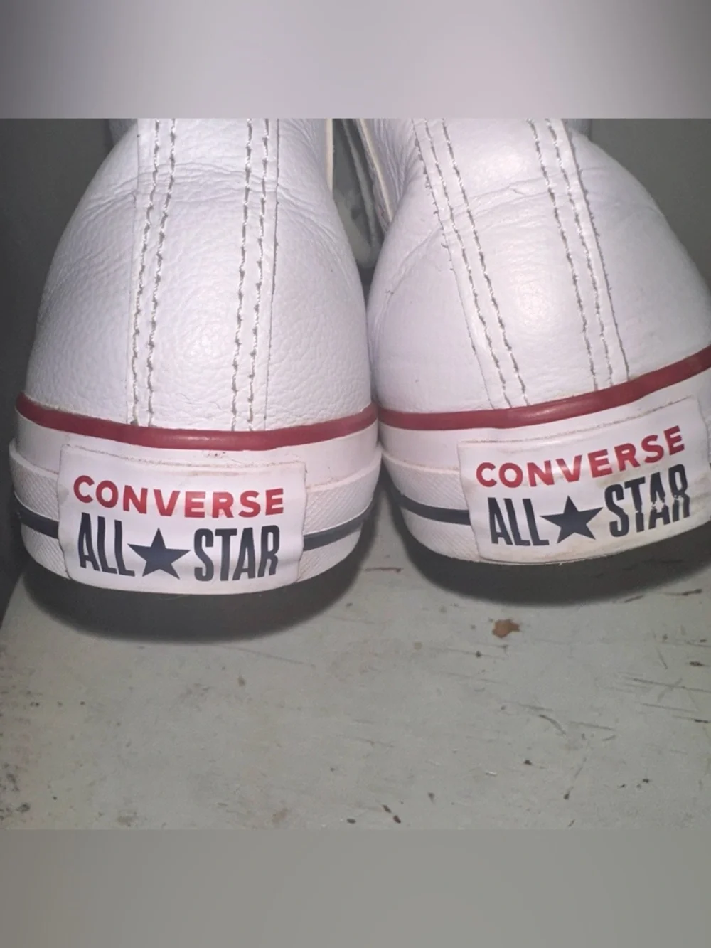 Converse White Leather All Star High Top Sneakers Unisex Size W8.5 M6.5 - Picture 8 of 12